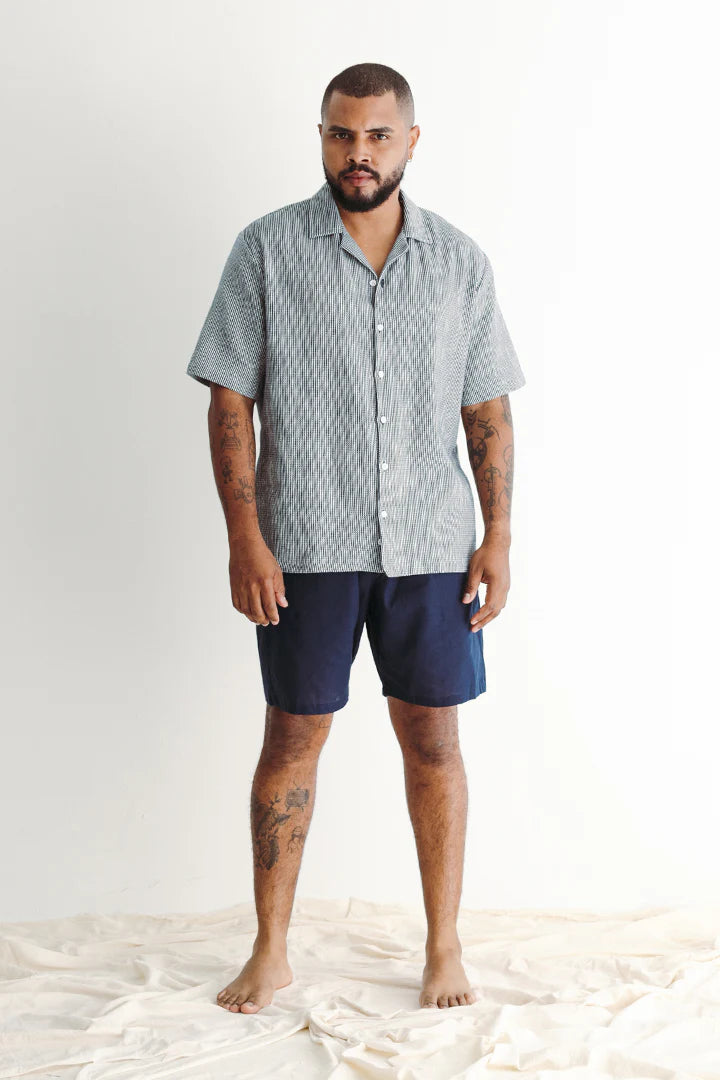 Camisa Tejida Rayas Azul y Blanco