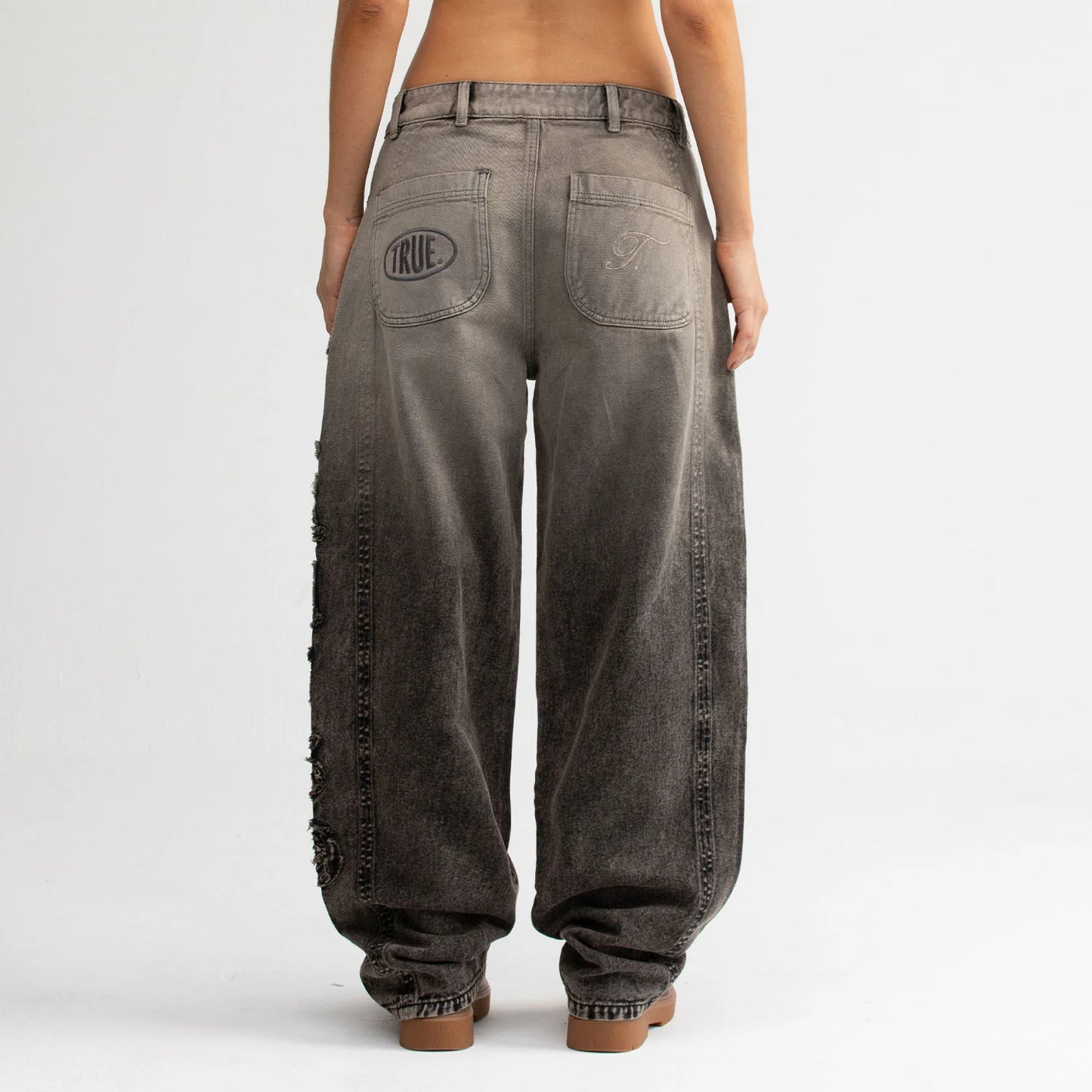 Pantalon Barrel Denim Washed Mujer