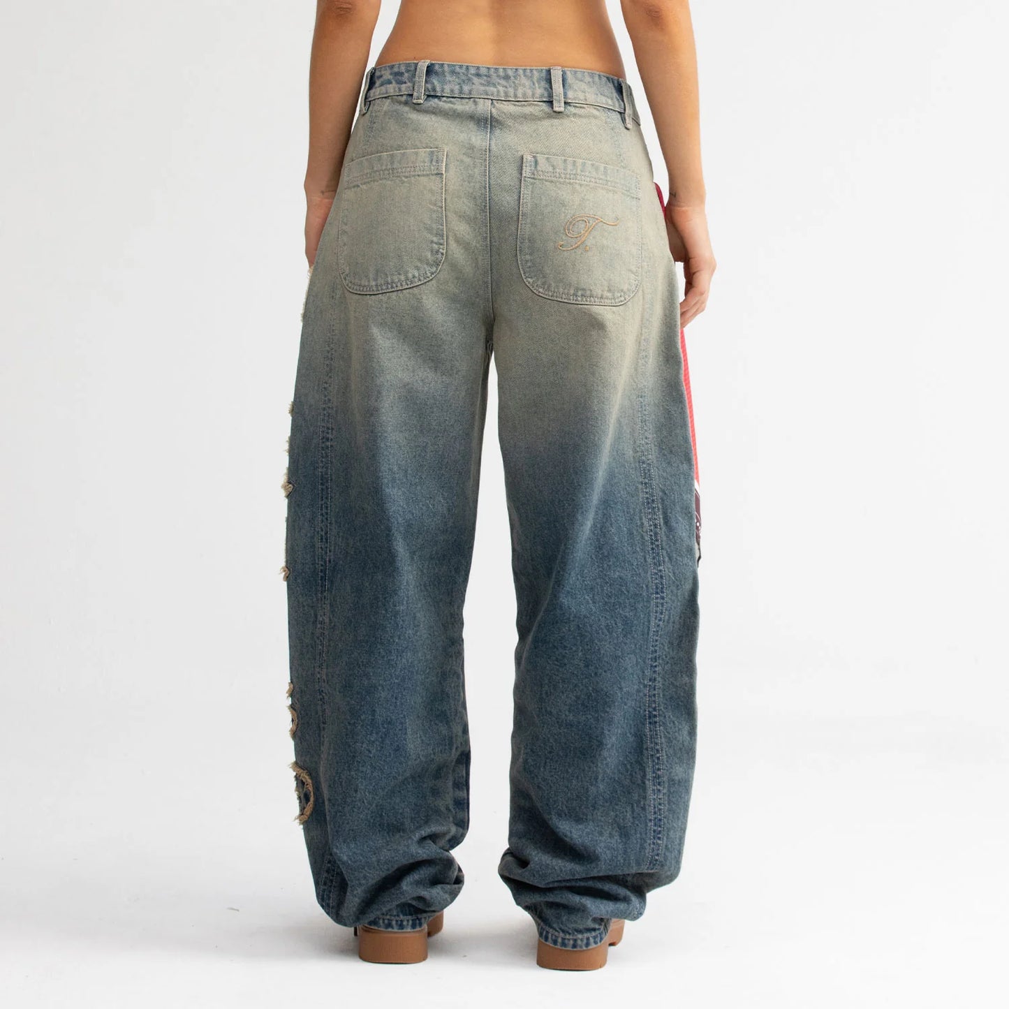 Pantalon Barrel Denim Washed Mujer