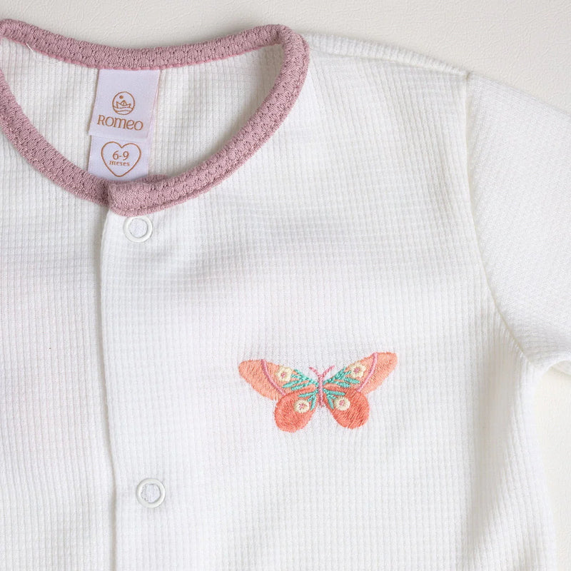Pijama Floral Mariposa Crudo