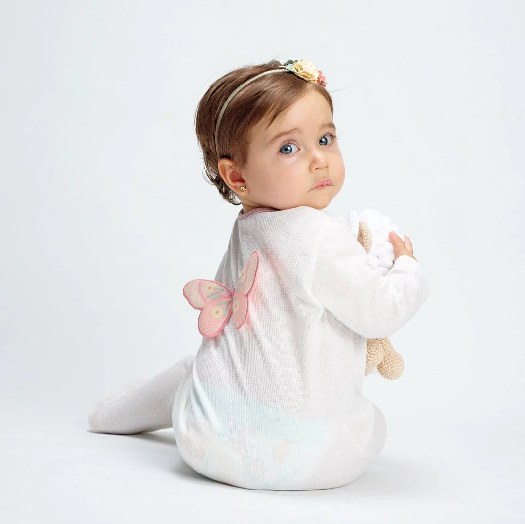 Pijama Floral Mariposa Crudo