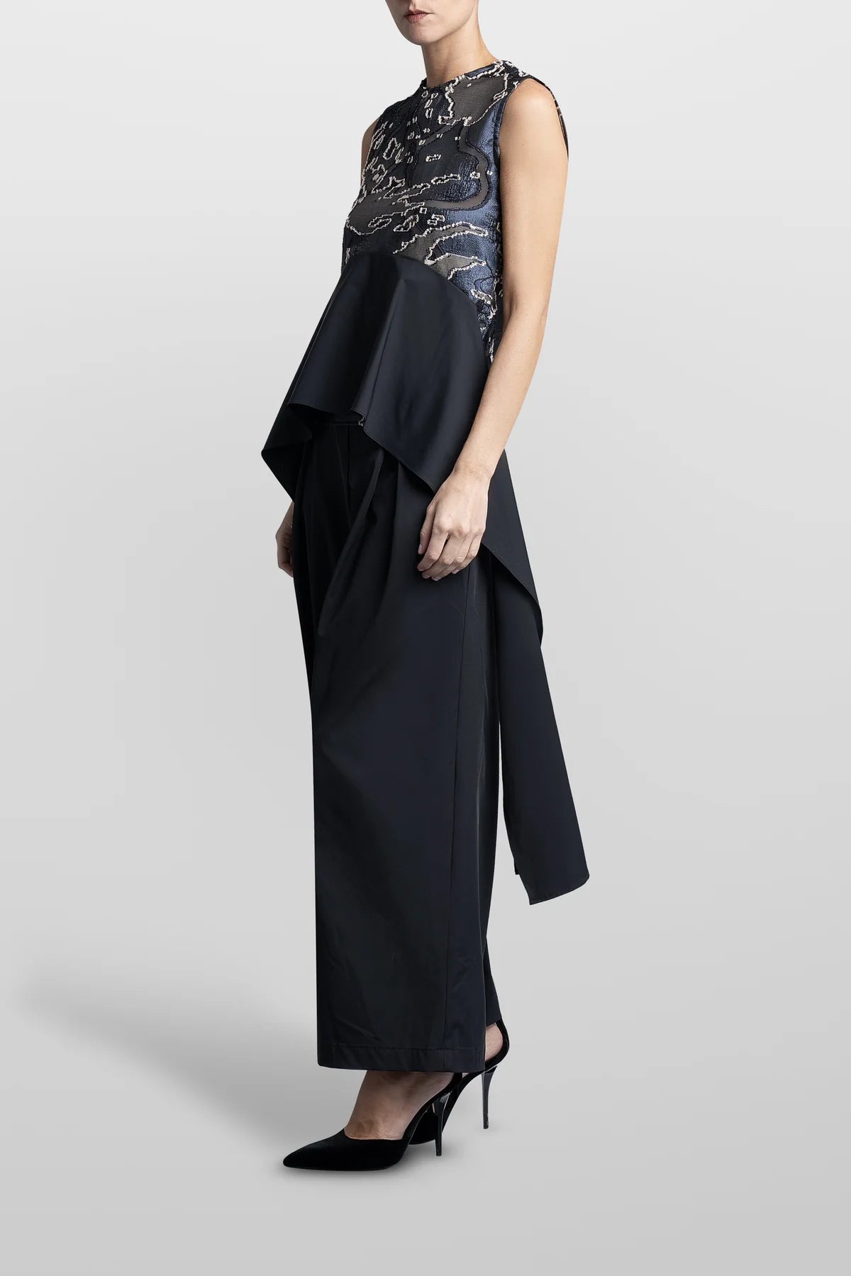 Top Volante Asimetrico Jacquard