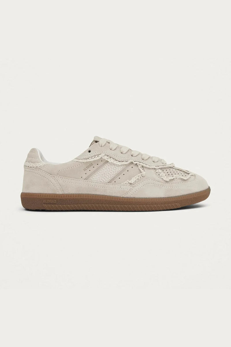 Tenis Alohas De Mujer Tb.490 Crochet Cream Leather