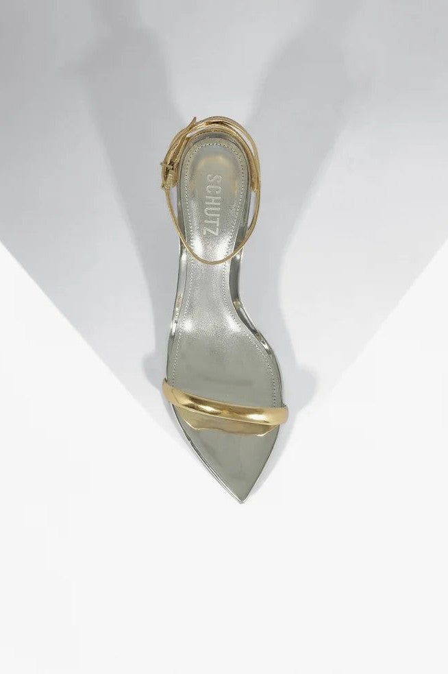 Sandalia Skye Leaf Mid De Piel Plateada