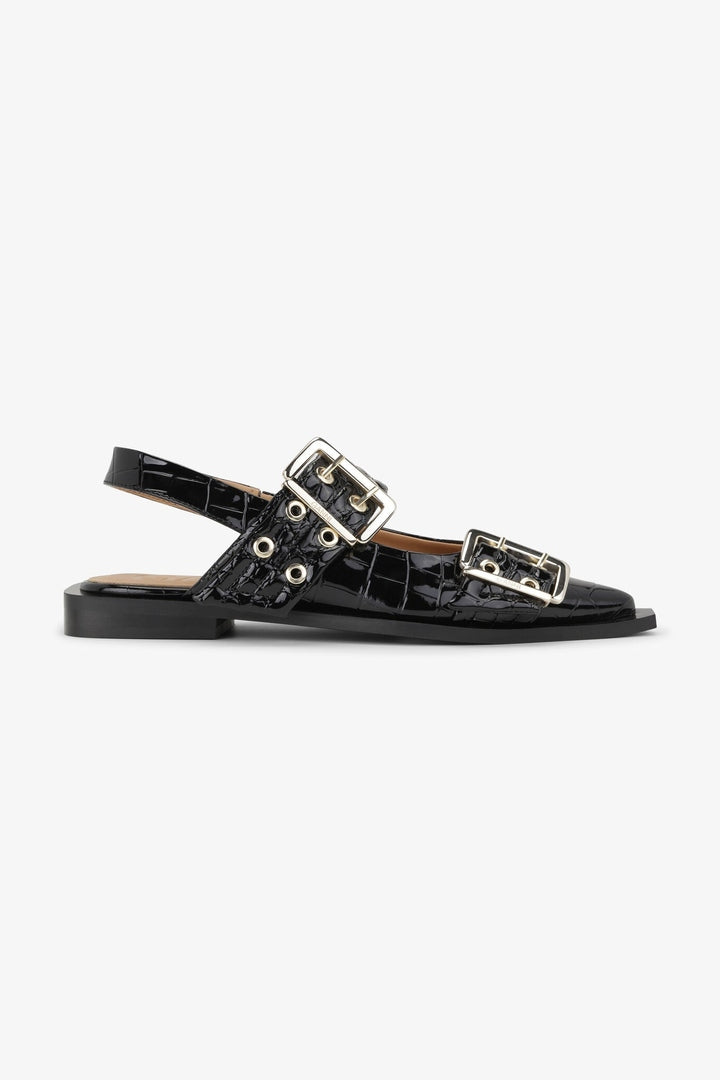 Baleta Feminine Buckle Patent Croco