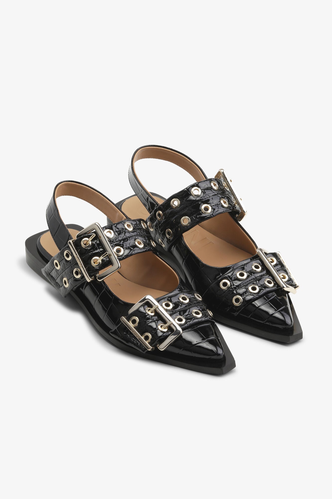 Baleta Feminine Buckle Patent Croco