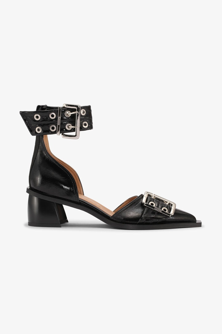 Tacón Feminine Buckle Open Cut Pump Naplack