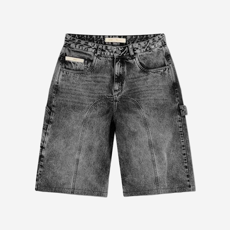 Pantalones Cortos Vaqueros Con Cortes Negro