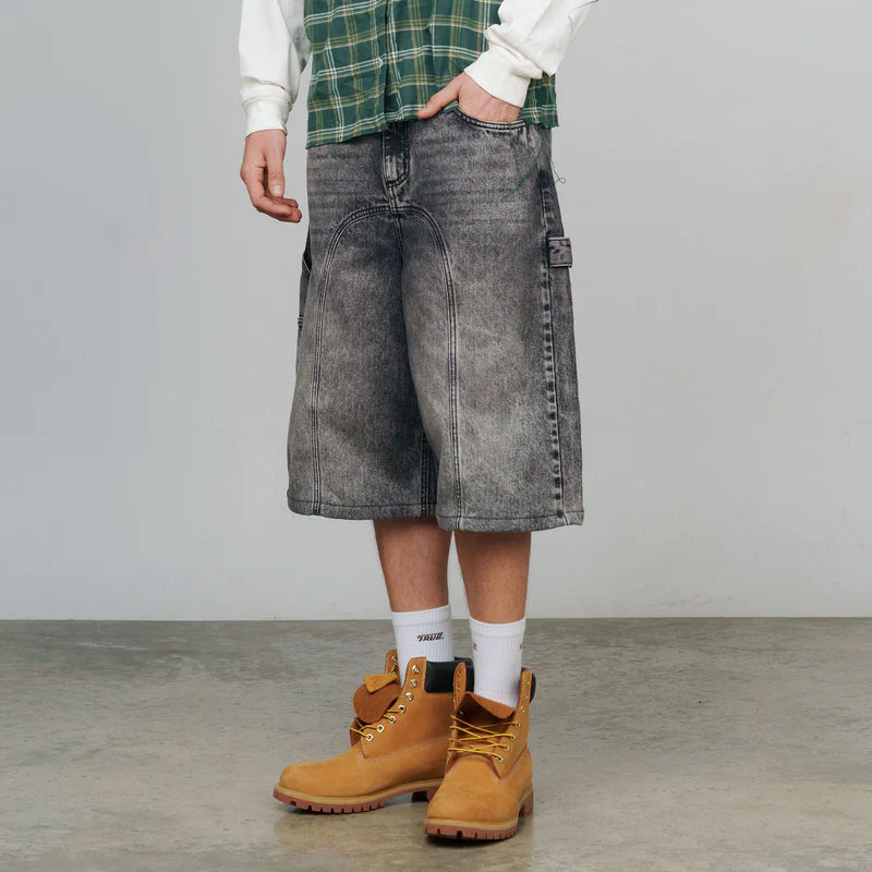 Pantalones Cortos Vaqueros Con Cortes Negro