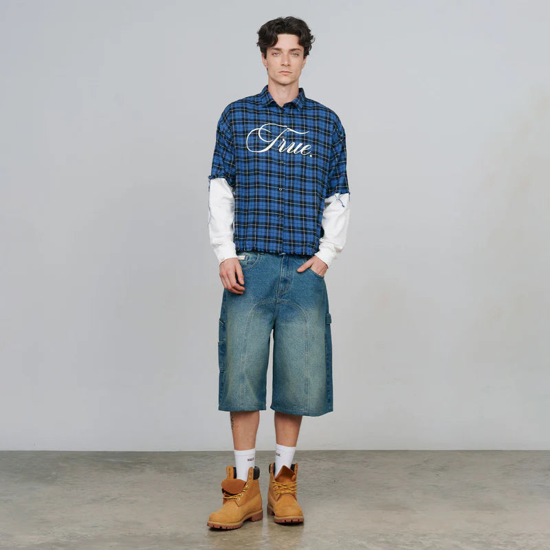 Shorts Con Cortes Azul TRUE SHORTS Malva CO