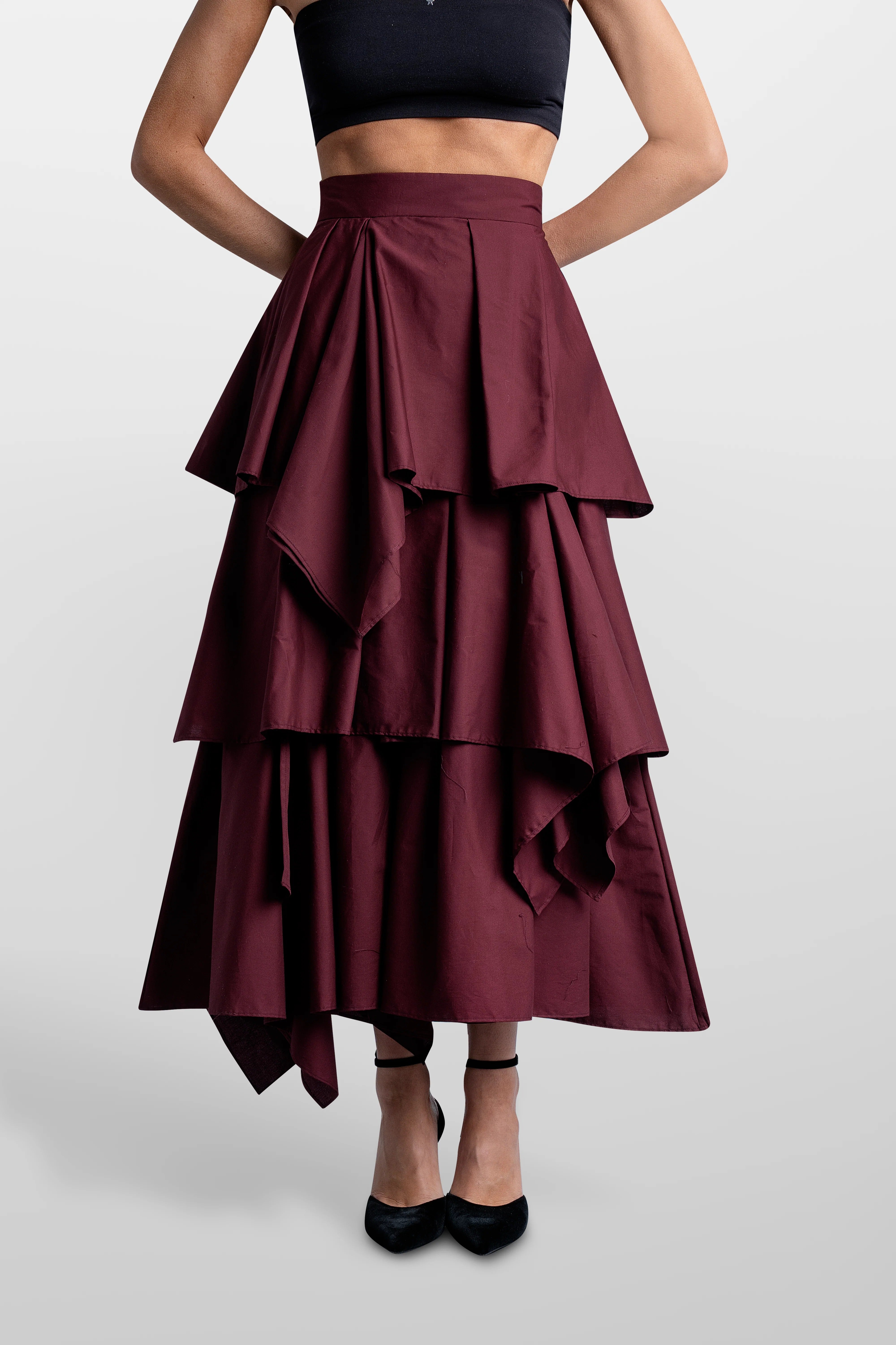 Maxi Falda De Volantes Poplin