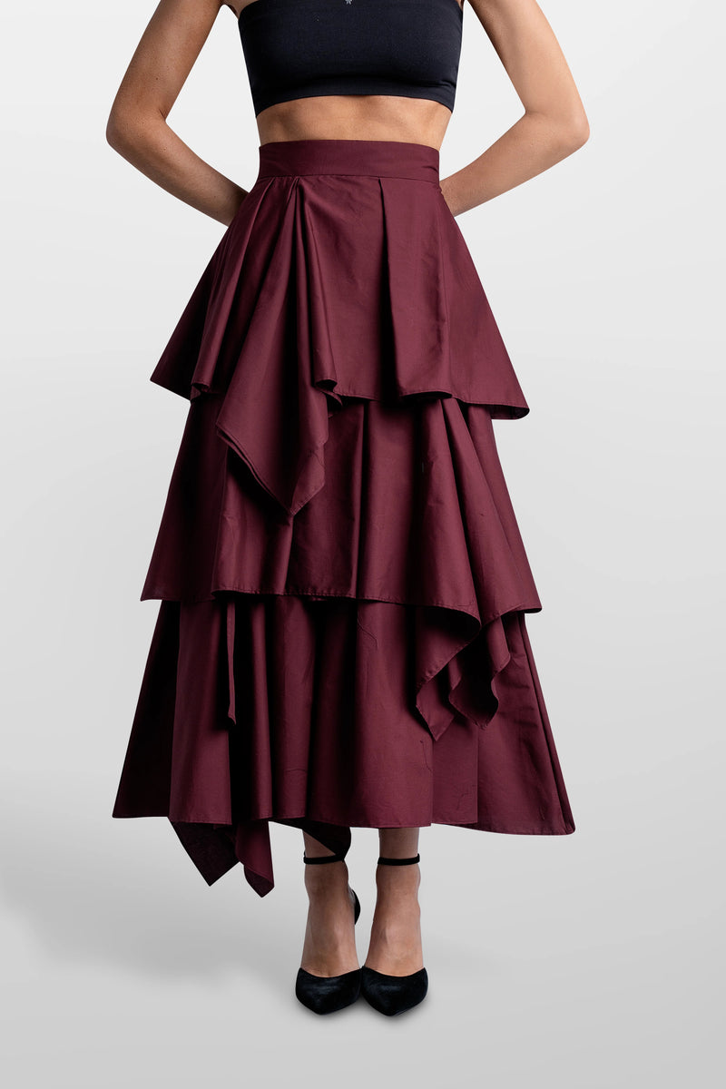 Maxi Falda De Volantes Poplin