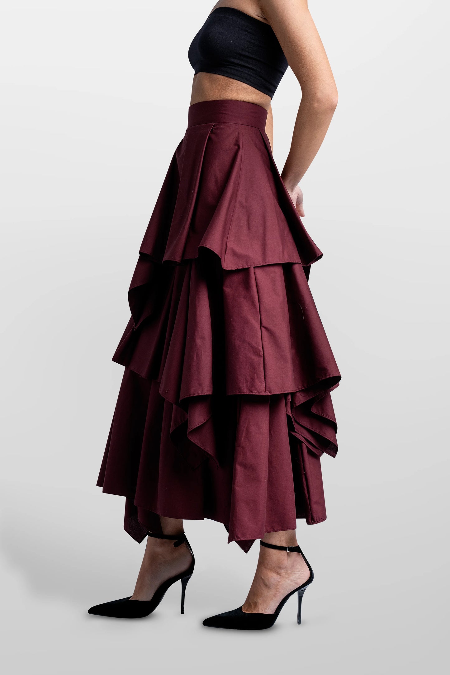 Maxi Falda De Volantes Poplin