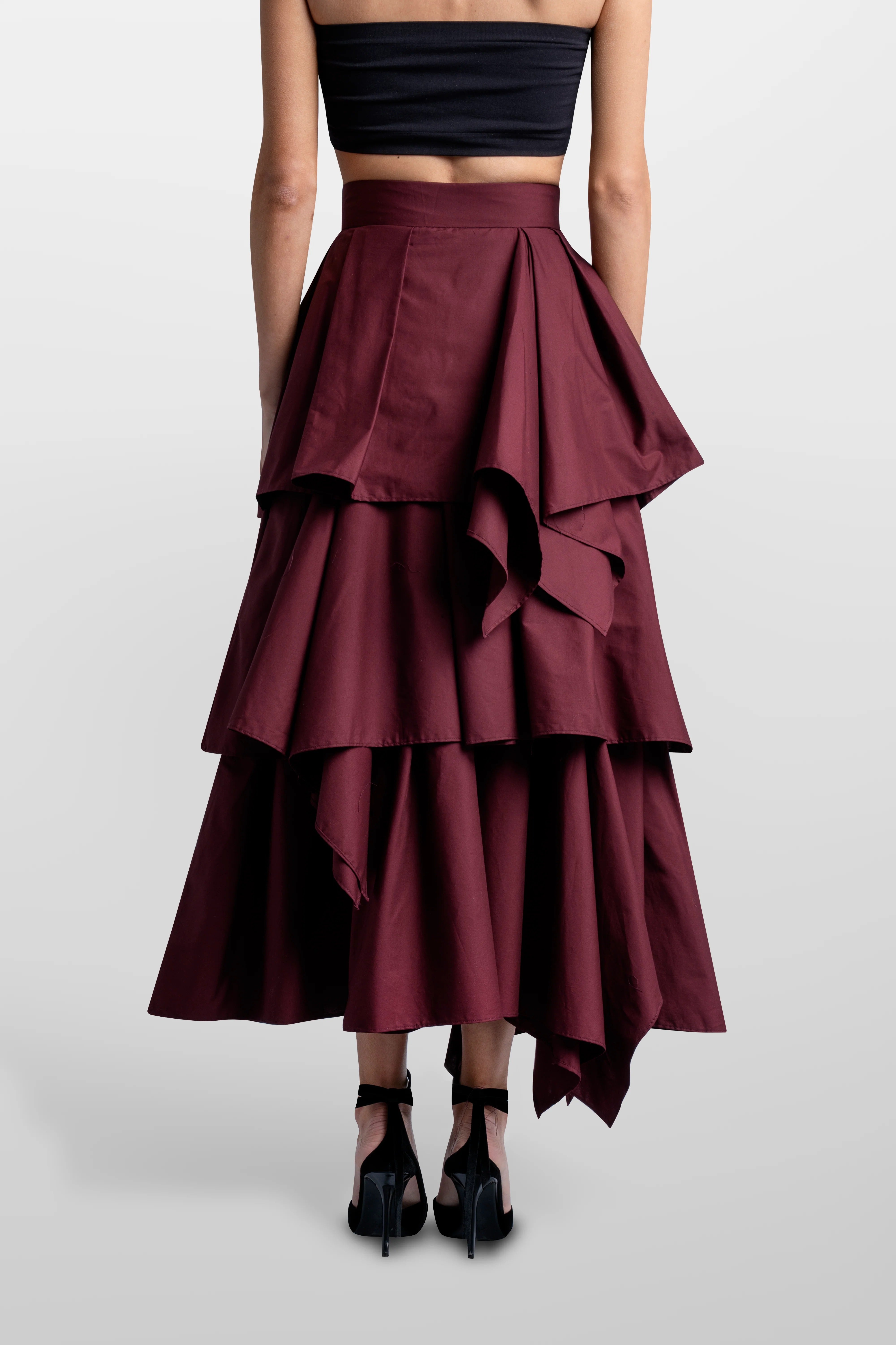 Maxi Falda De Volantes Poplin