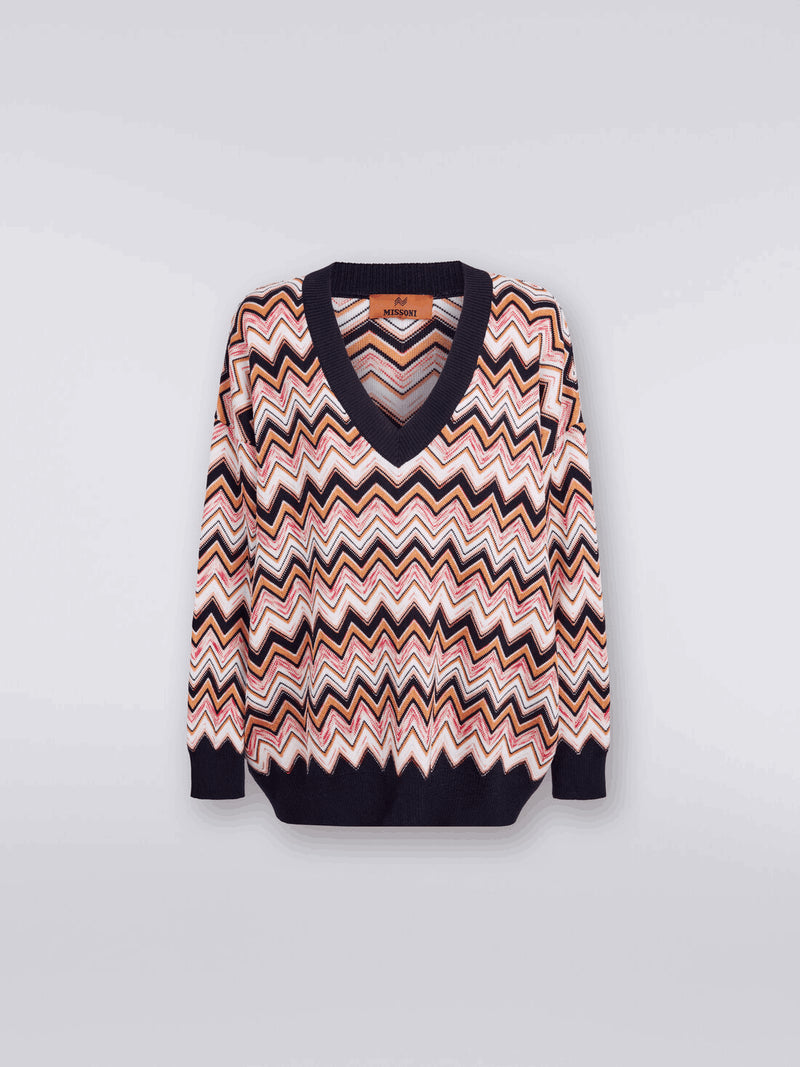 Sweater Extragrande Zigzag Con Ribetes En Contraste