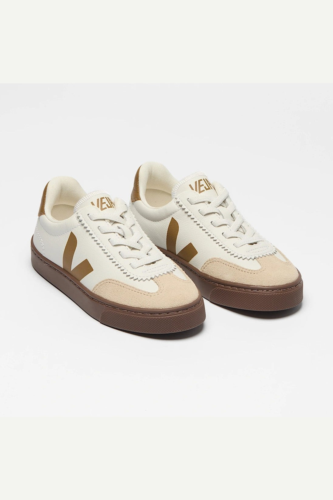 Tenis Veja Kids Volley Elastic Laces Leather White Almond Bark