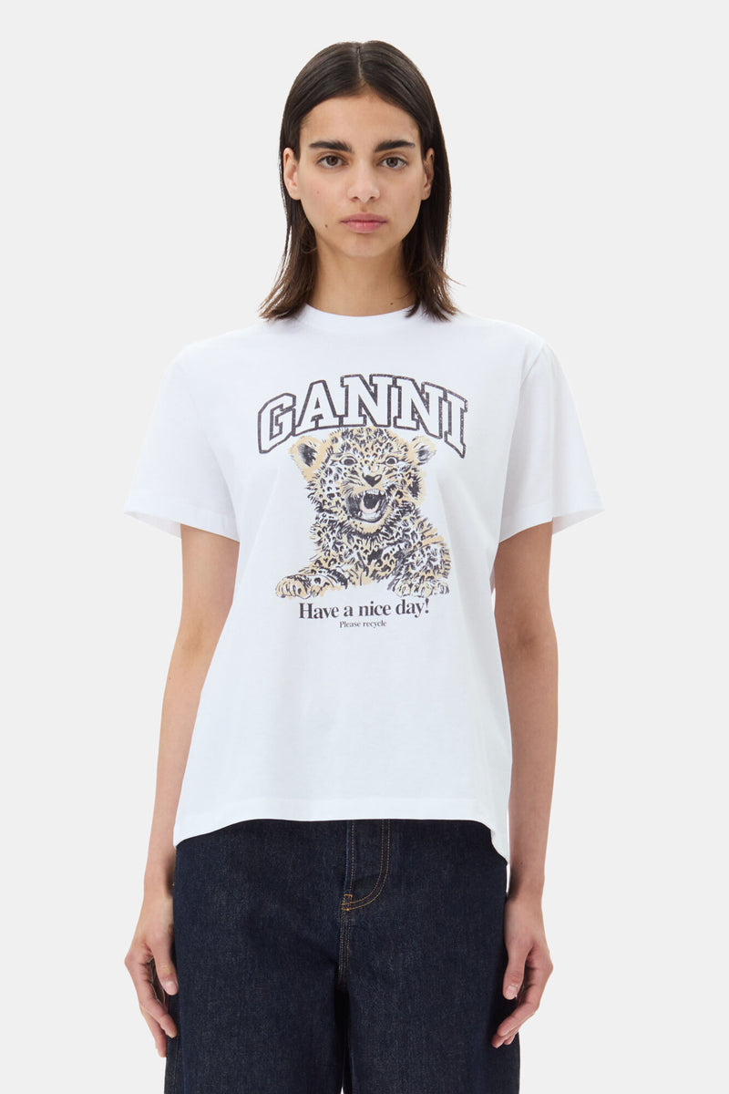 T-Shirt Básica Holgada de Leopardo
