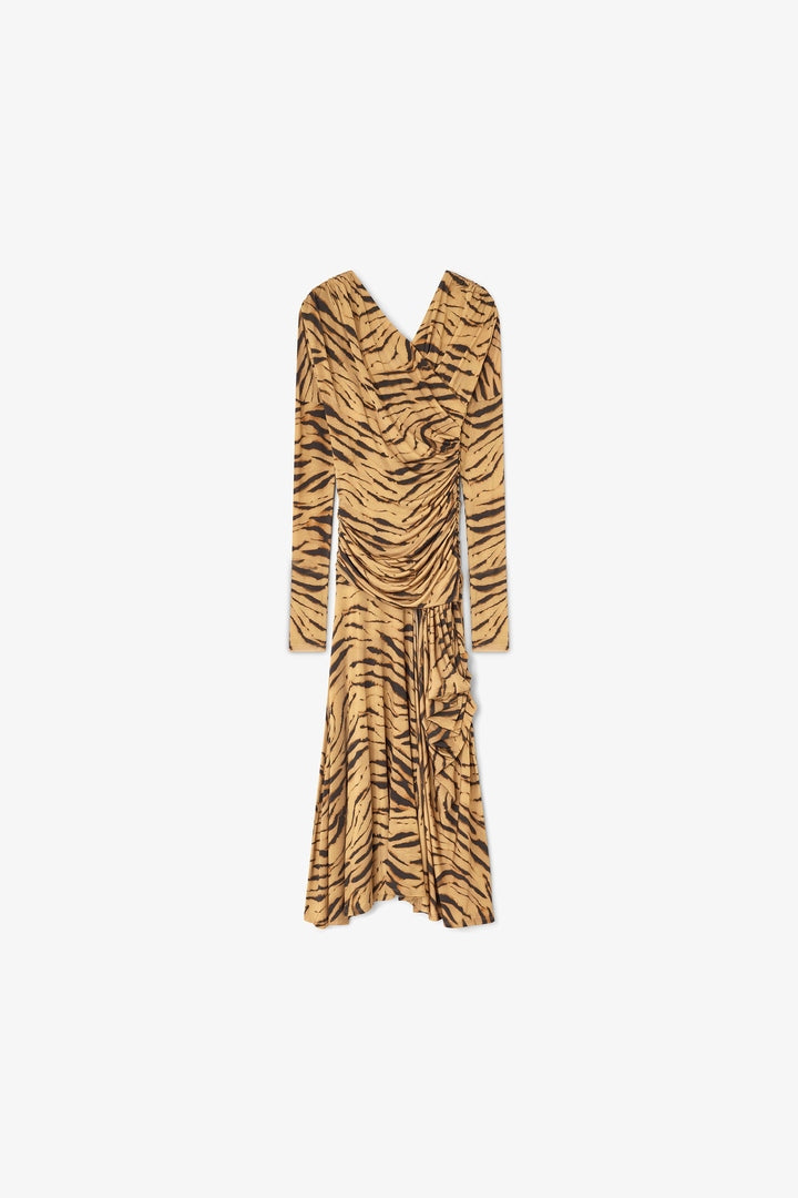 Midi Vestido Printed Shiny Jersey Ruched