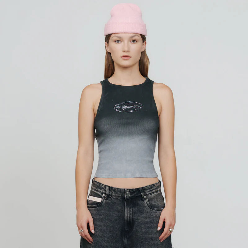 Tank Top Con Diamantes De Imitación Degradados Negra