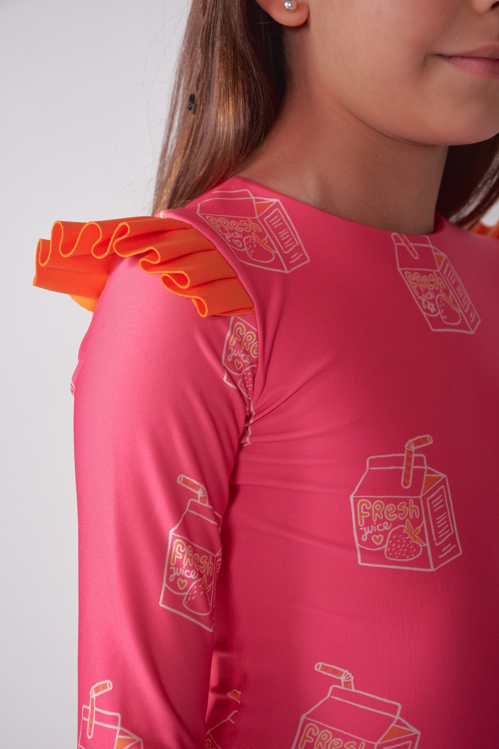 One Piece Print Jugos Rosado