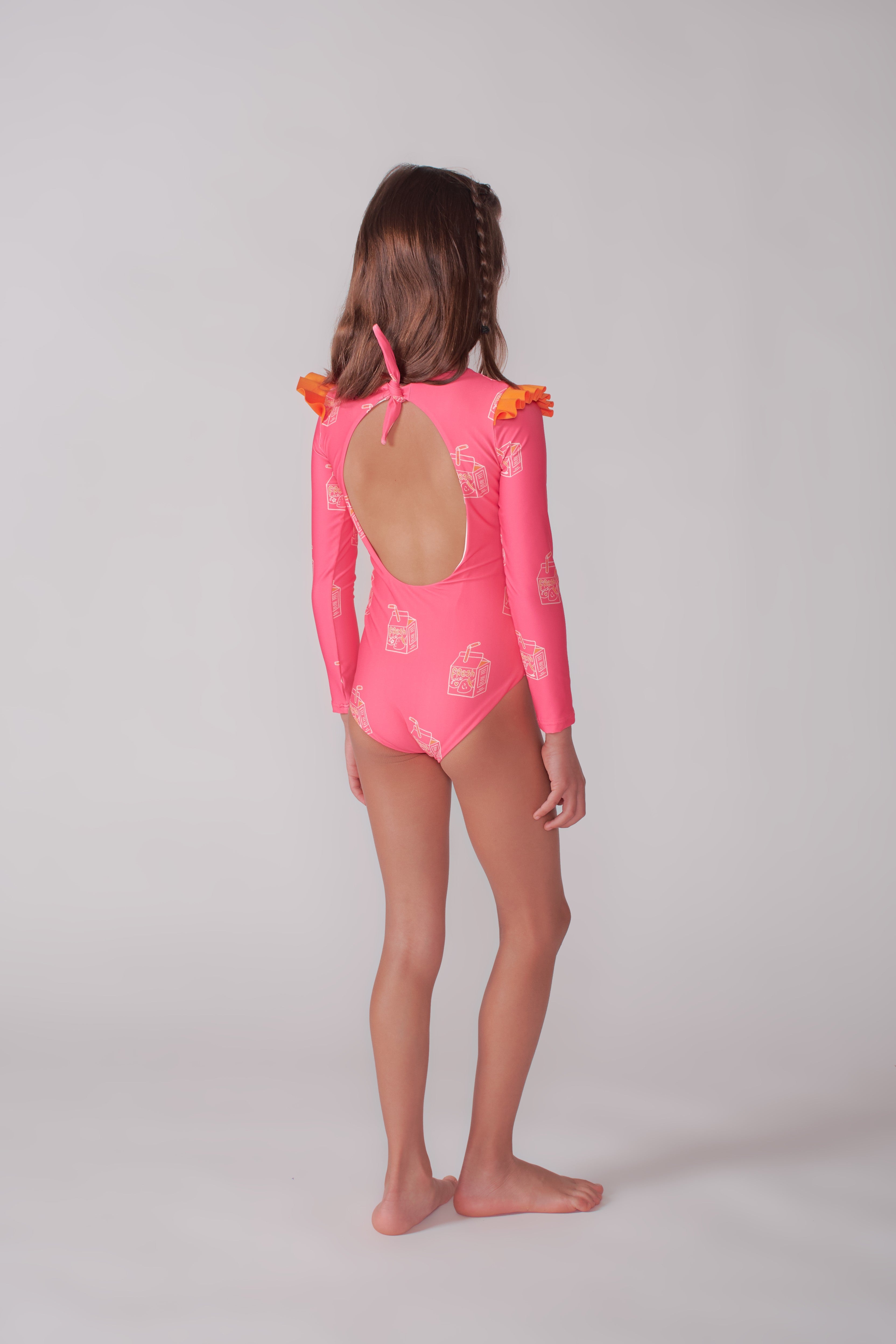 One Piece Print Jugos Rosado