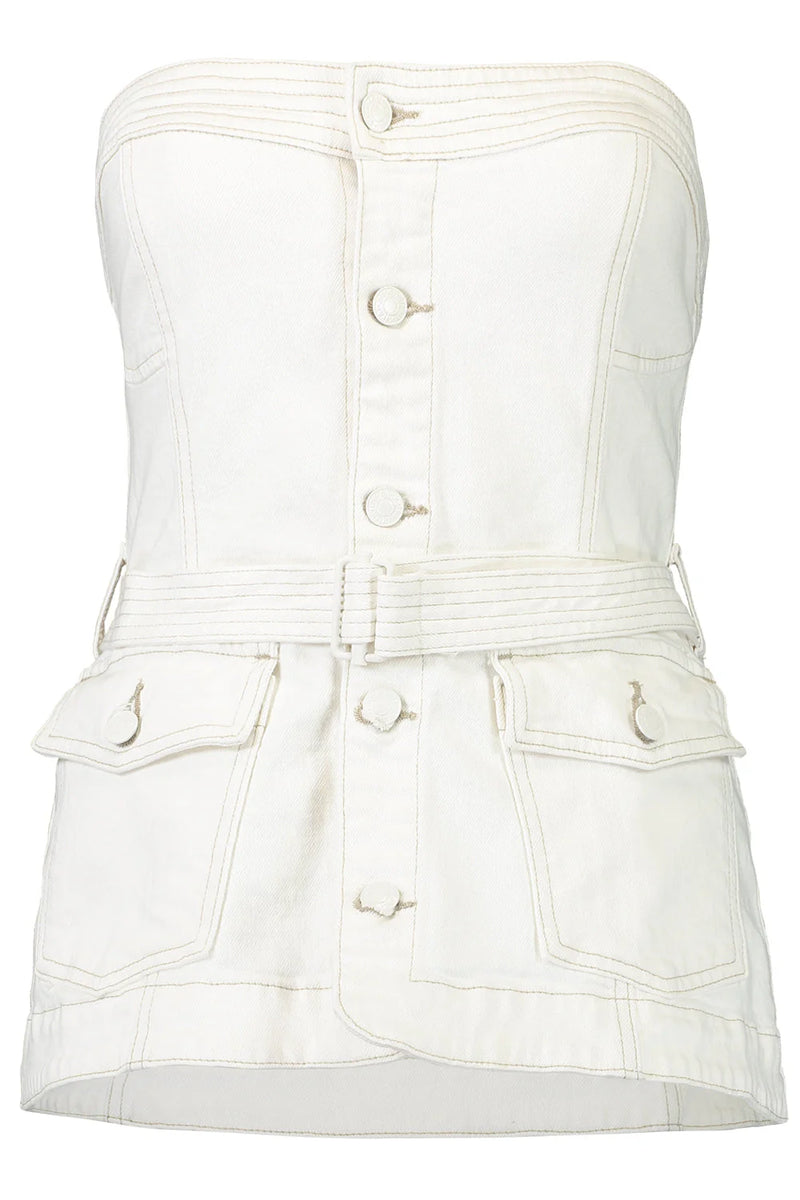 Top Cyan Belted