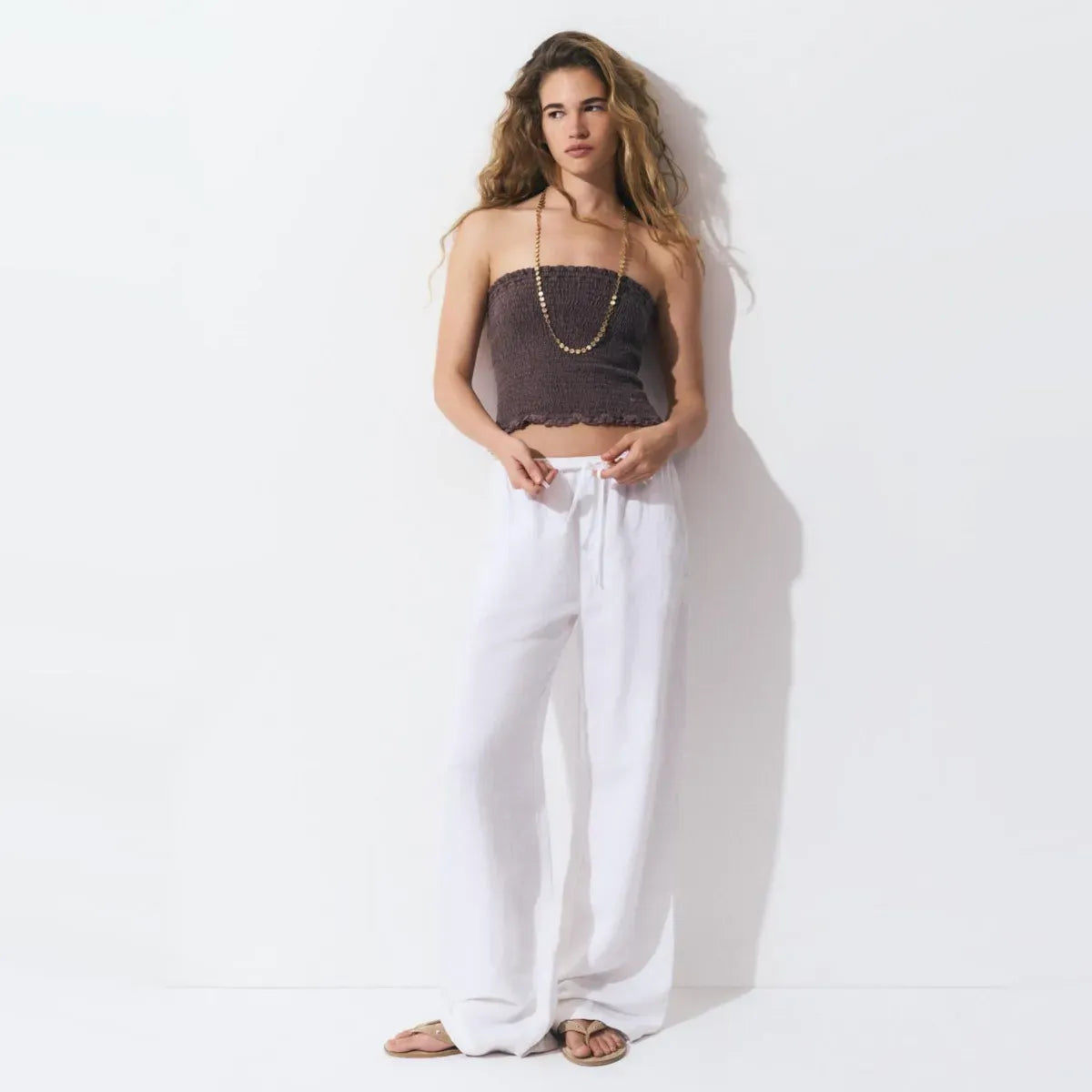 Top Bandeau Smock Con Puntilla