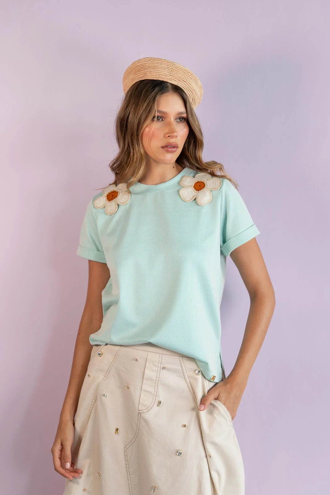 T-shirt Daisy Aqua