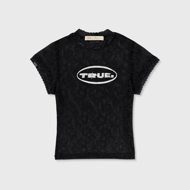 Top De Bebé Con Encaje Floral Negra