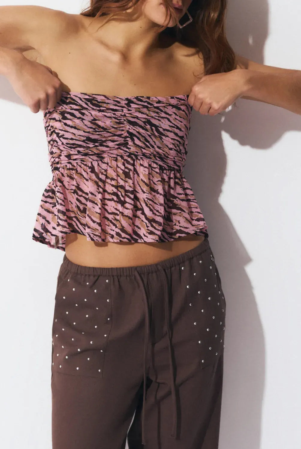 Top Gomas Volantes Estampado Zebram
