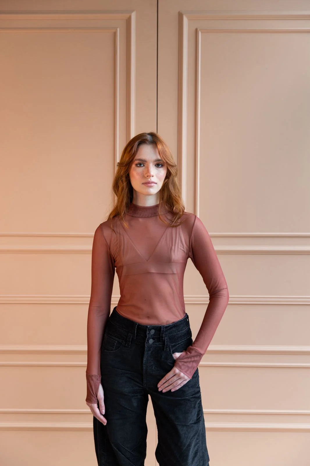T-Shirt Manga Larga Mesh Mocca