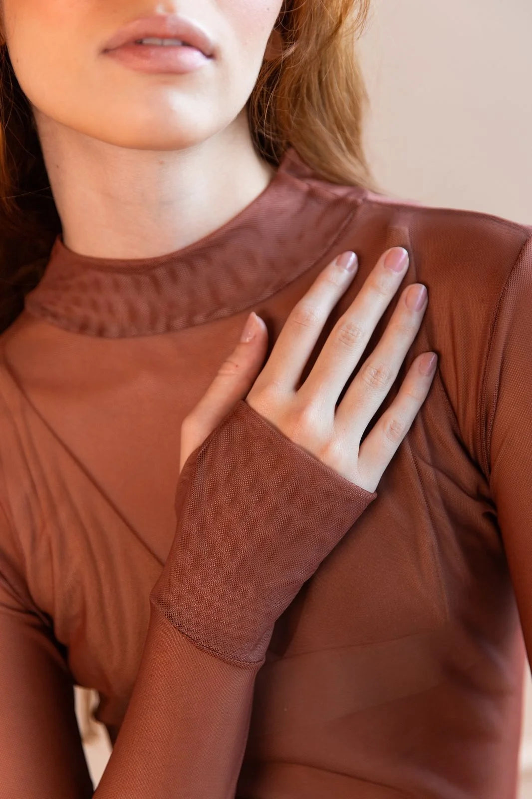 T-Shirt Manga Larga Mesh Mocca