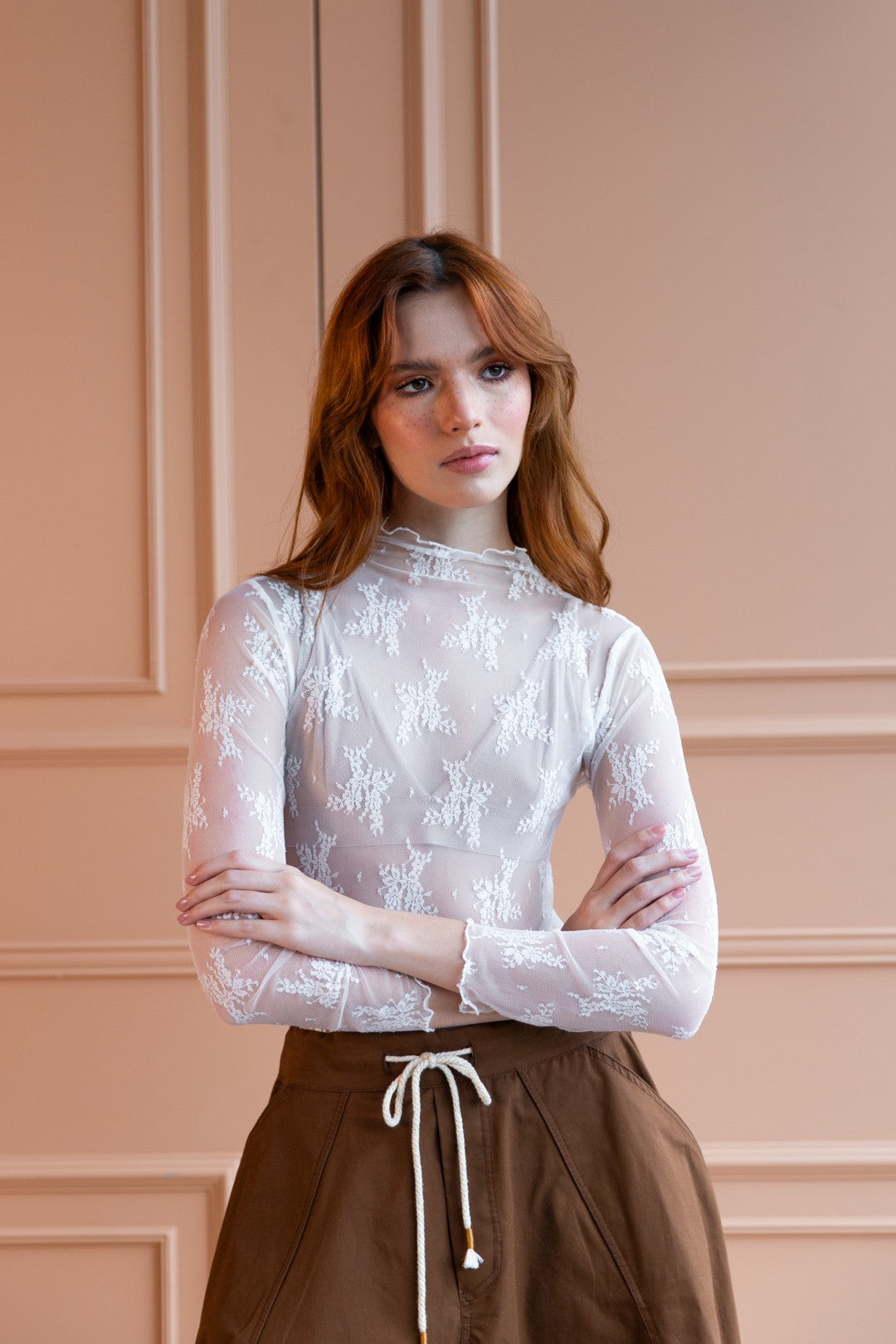 T-Shirt Manga Larga Mesh Flower