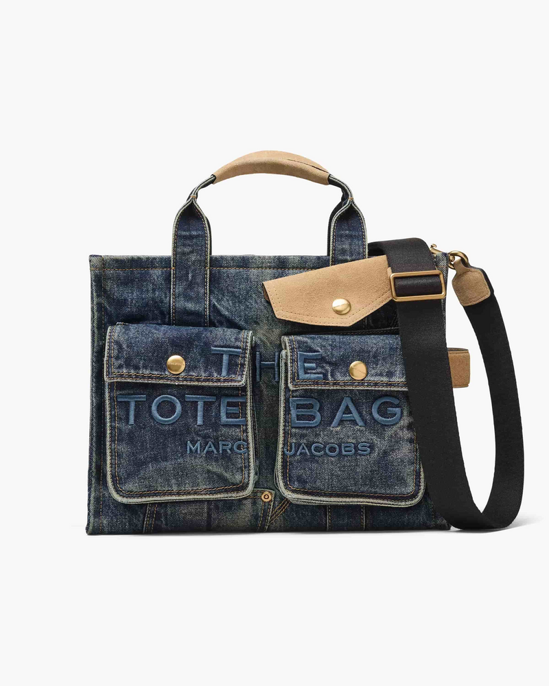 The Denim Suede Medium Cargo Tote Bag
