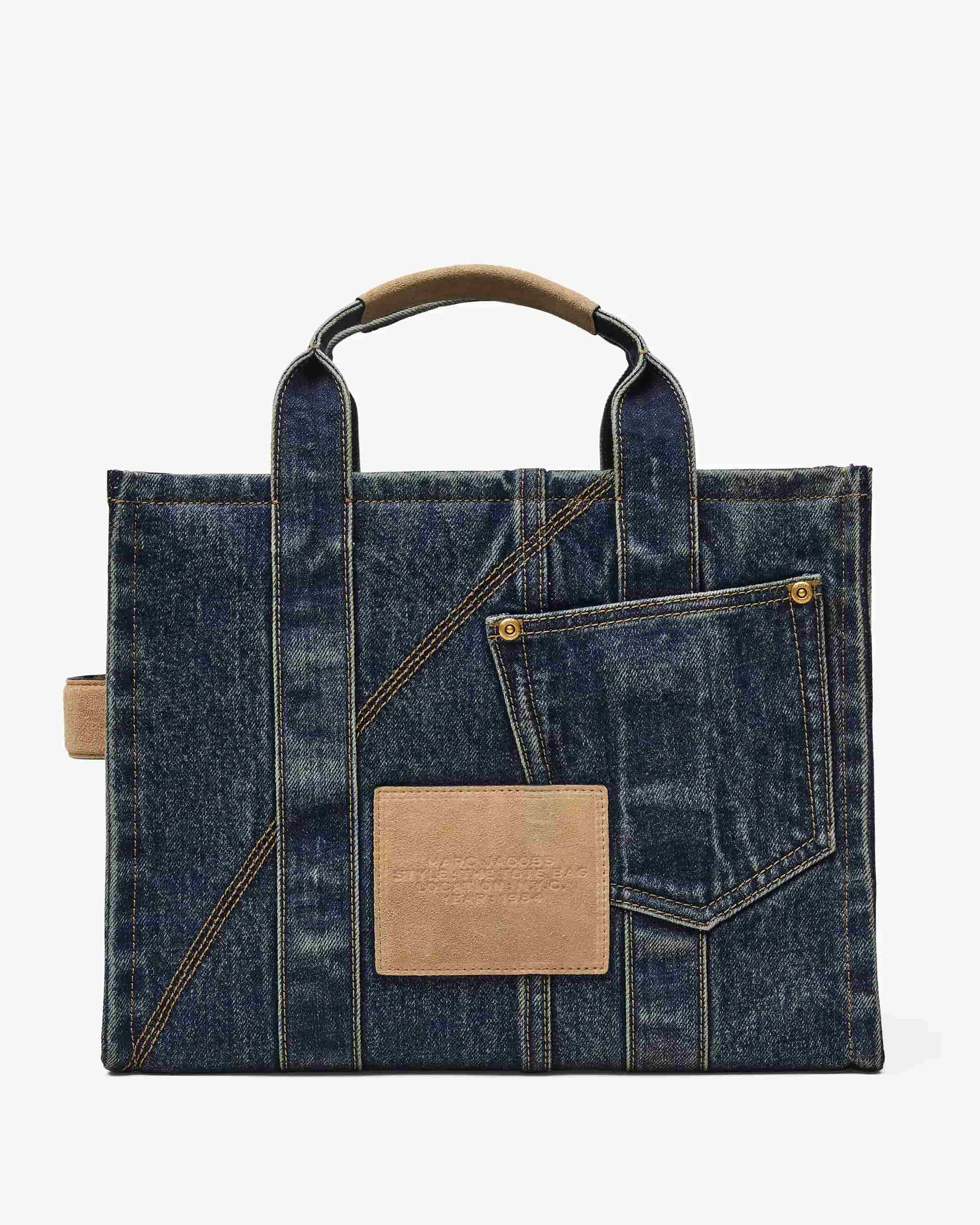 The Denim Suede Medium Cargo Tote Bag