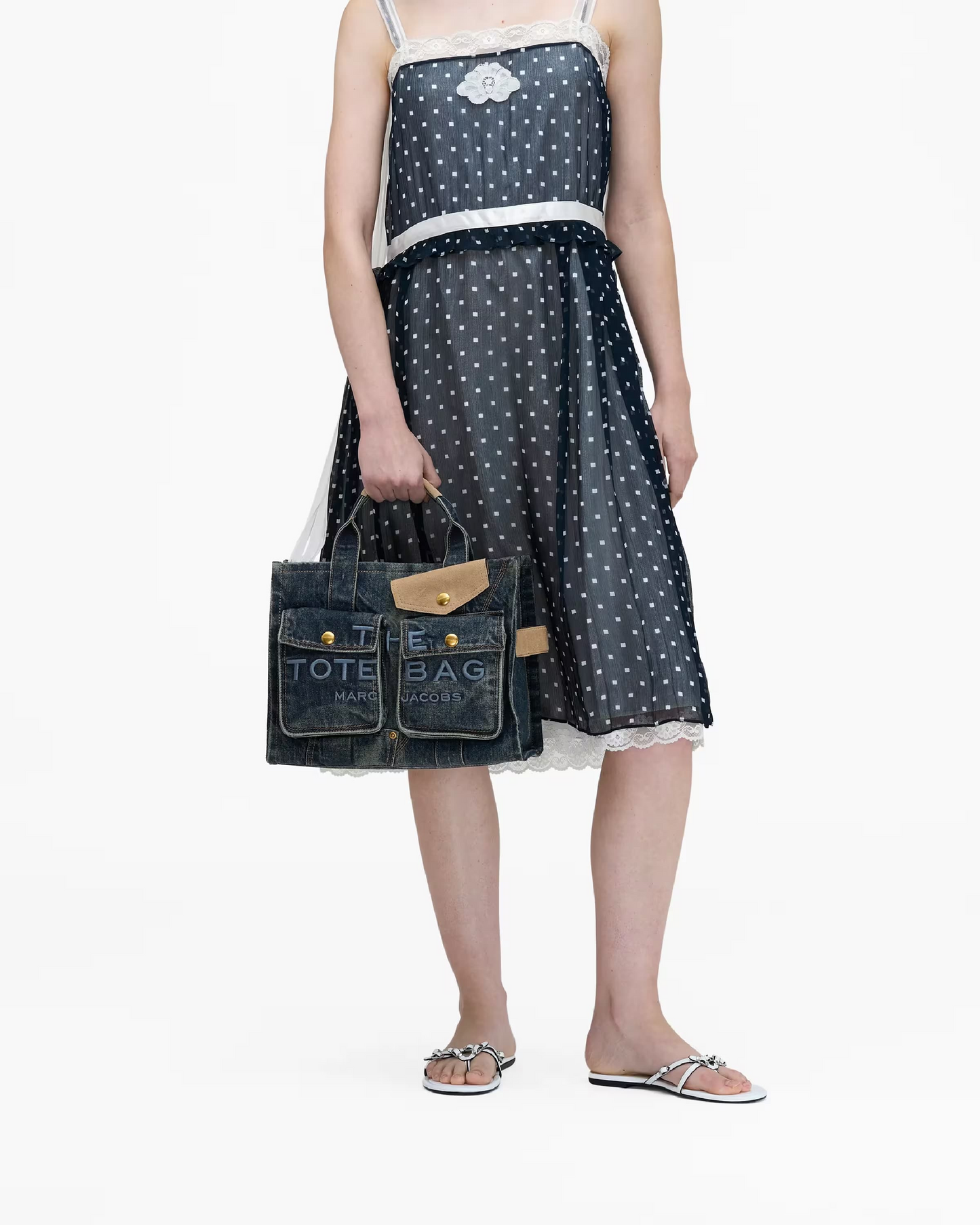 The Denim Suede Medium Cargo Tote Bag