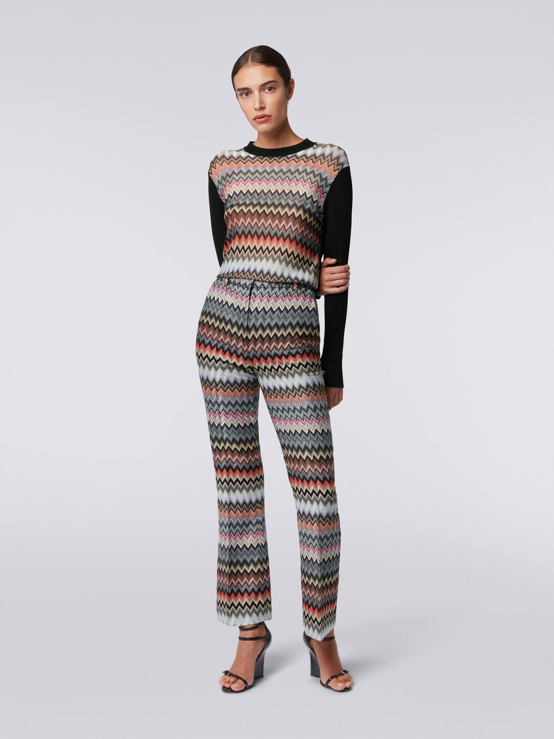 Pantalon Cropped De Algodón Y Viscosa Zigzag