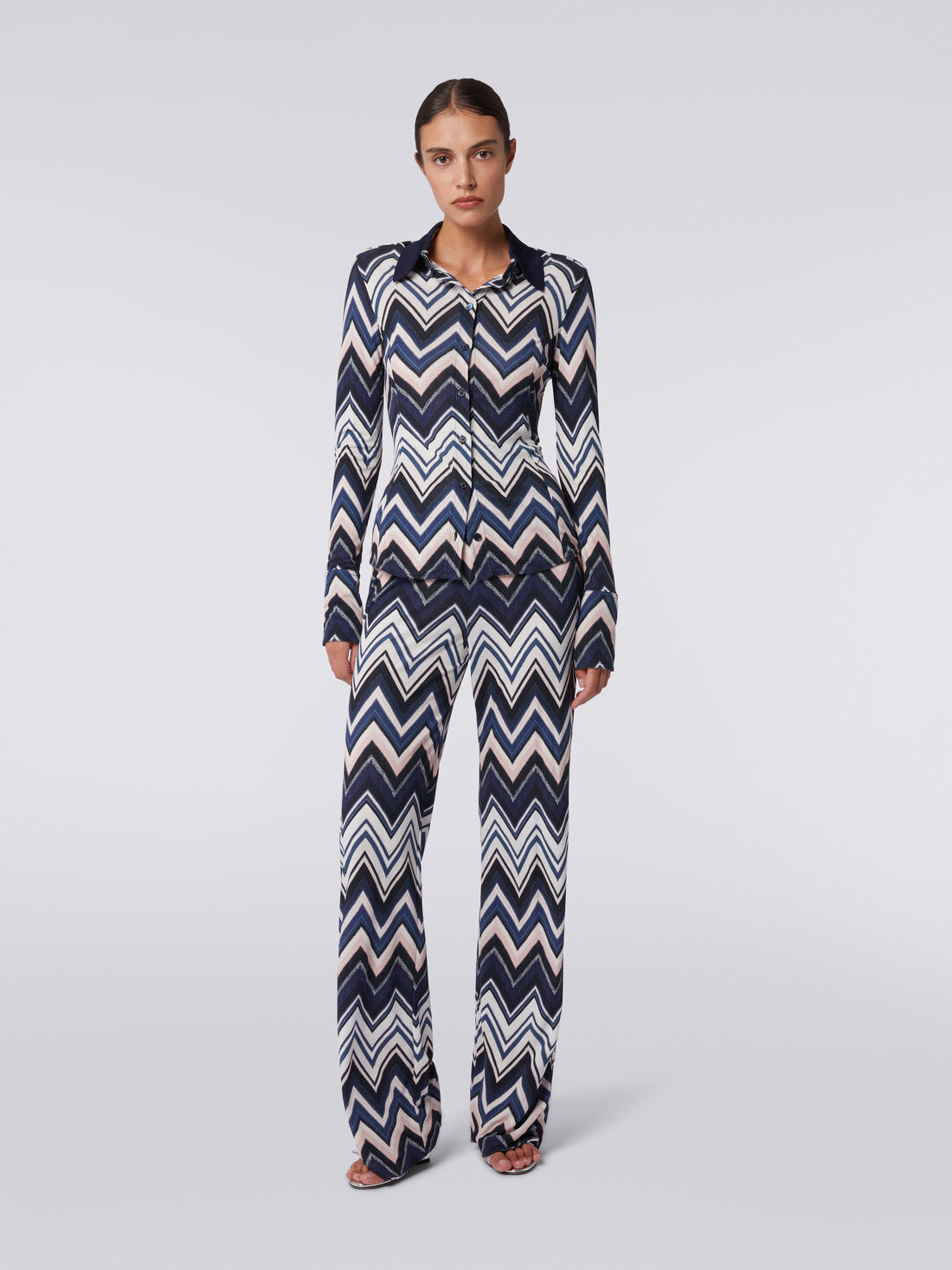 Pantalones De Viscosa Con Estampado Zigzag