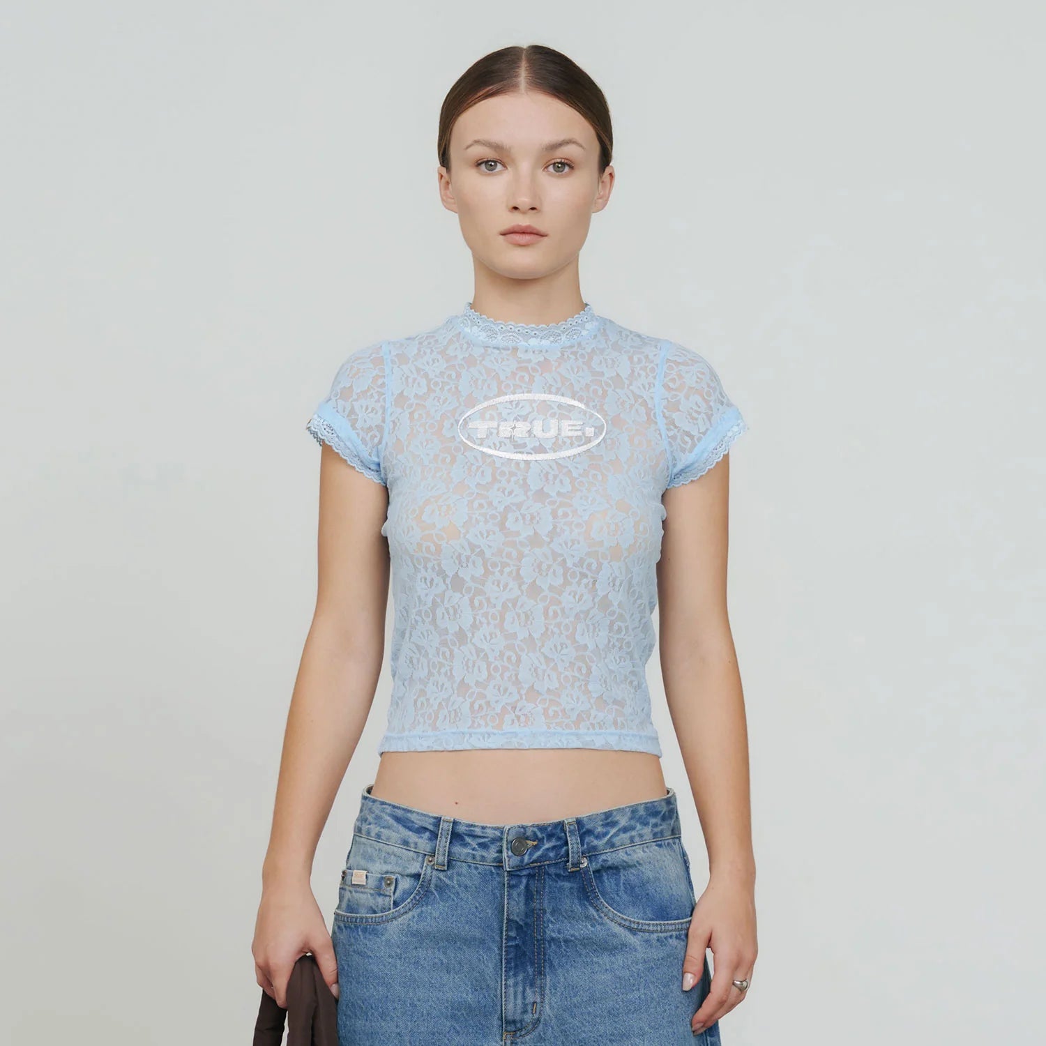 T-Shirt Floral Lace Baby Light Blue