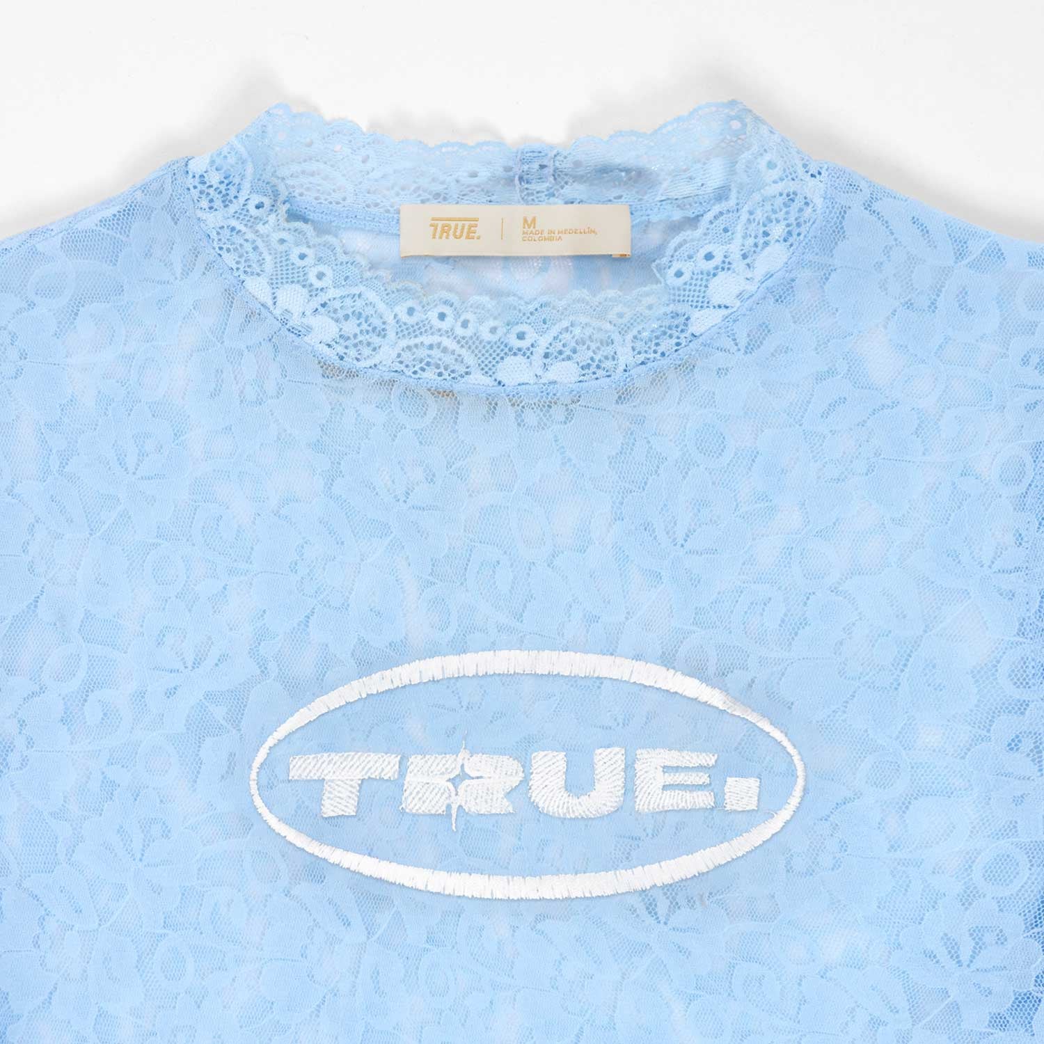 T-Shirt Floral Lace Baby Light Blue