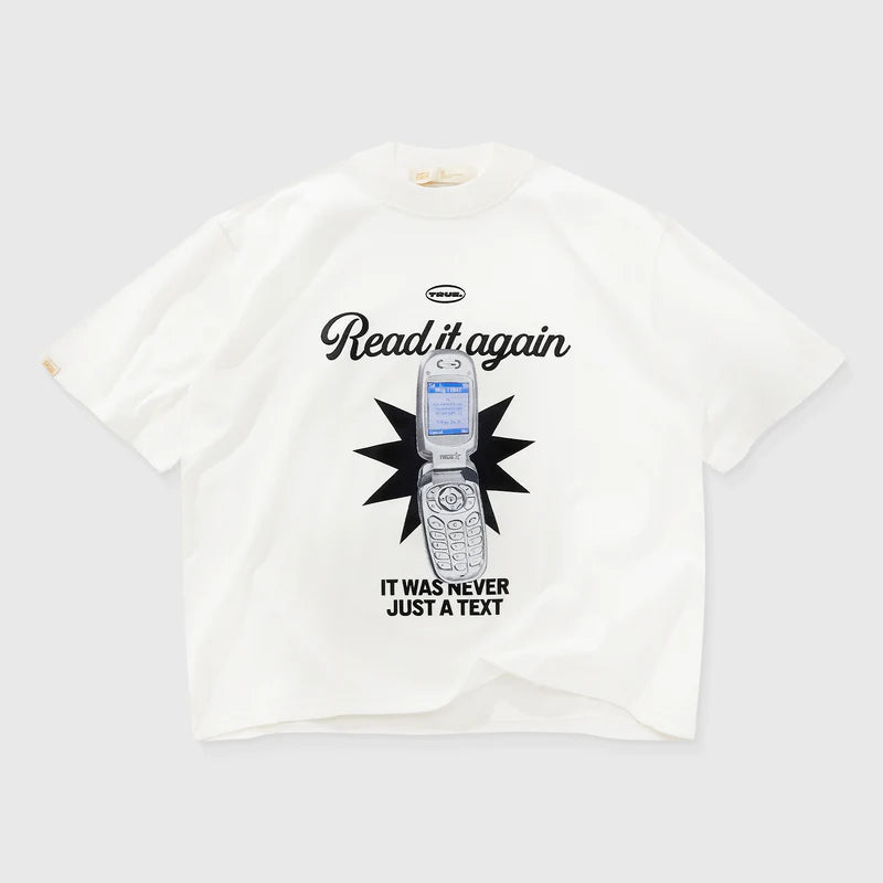 T-Shirt Cuadrada Text Me Blanca