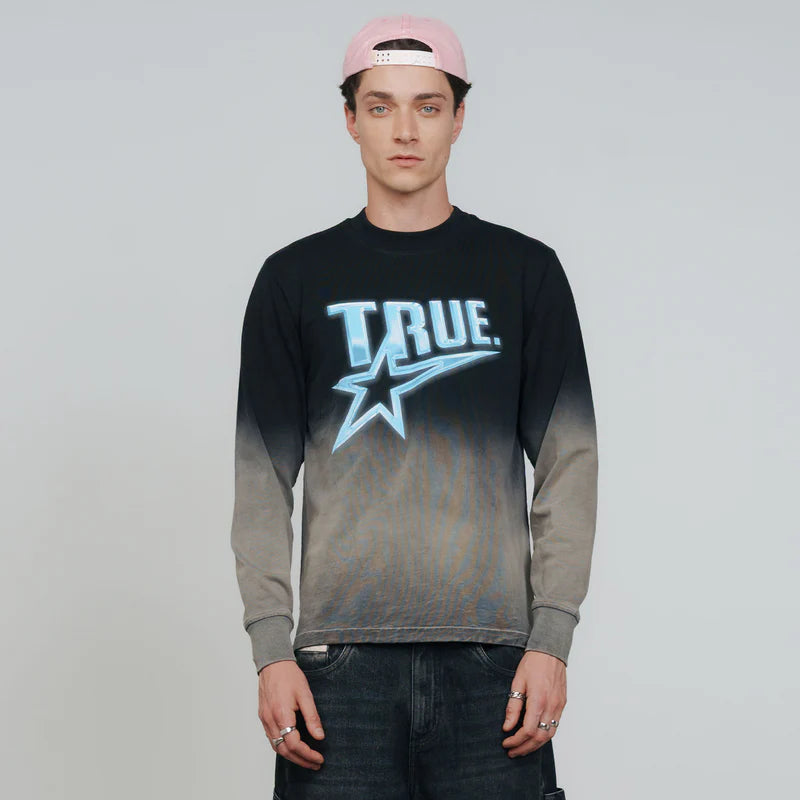 T-Shirt Manga Larga Cromada Negro/Blanco