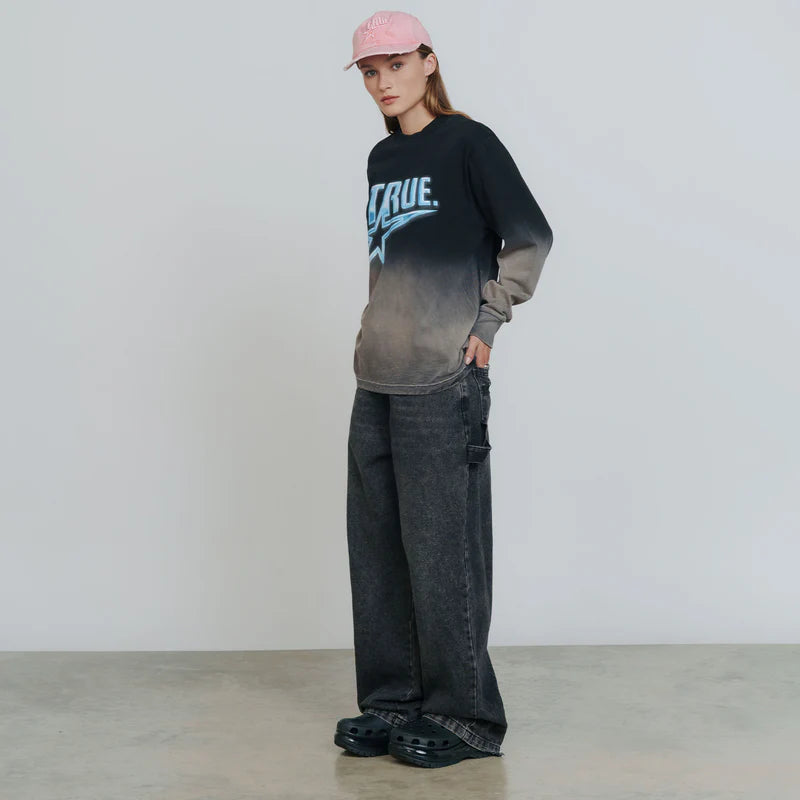 T-Shirt Manga Larga Cromada Negro/Blanco