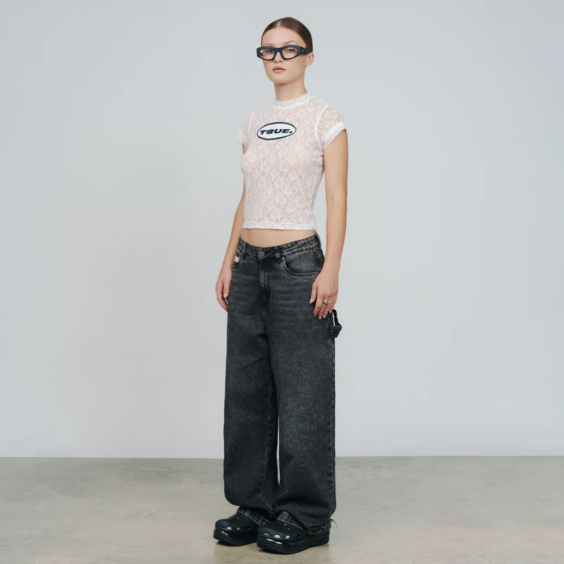 T-Shirt De Bebé Con Encaje Floral Blanca