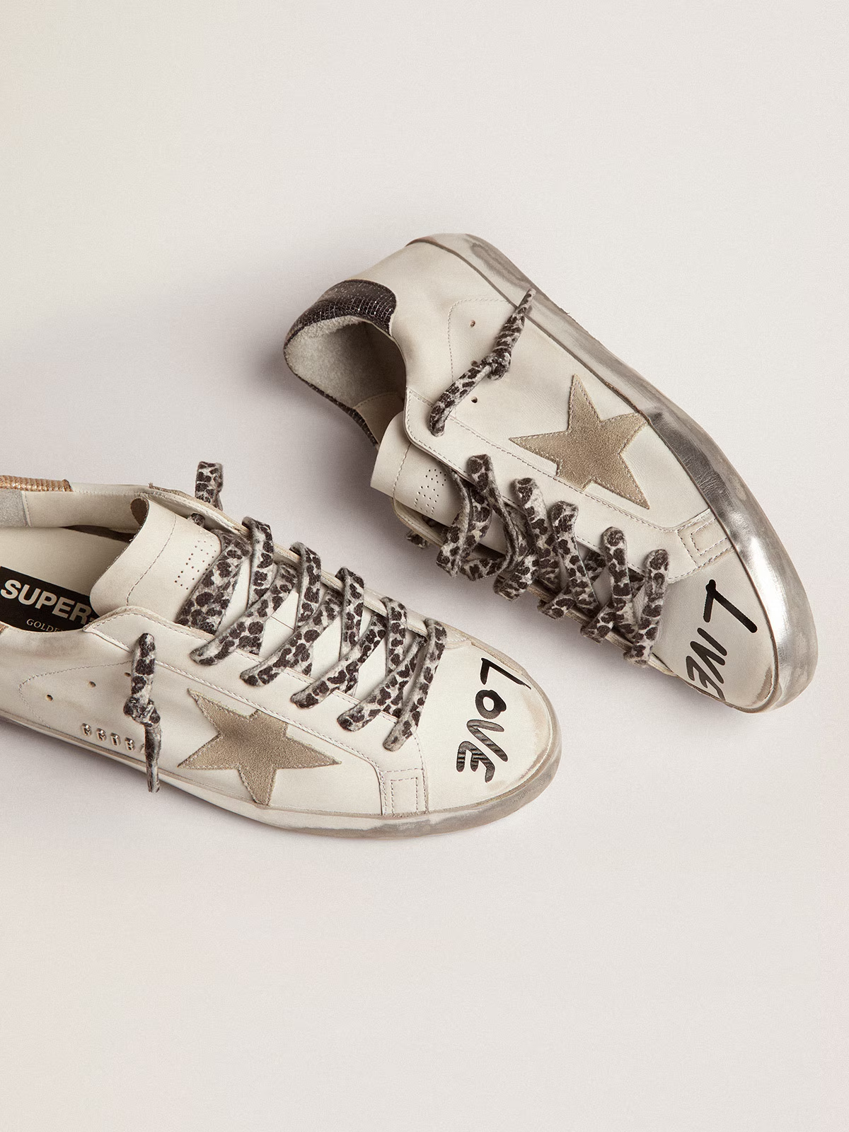 Tenis Golden Goose Super Star Leather Love Print Corduroy Heel Mujer