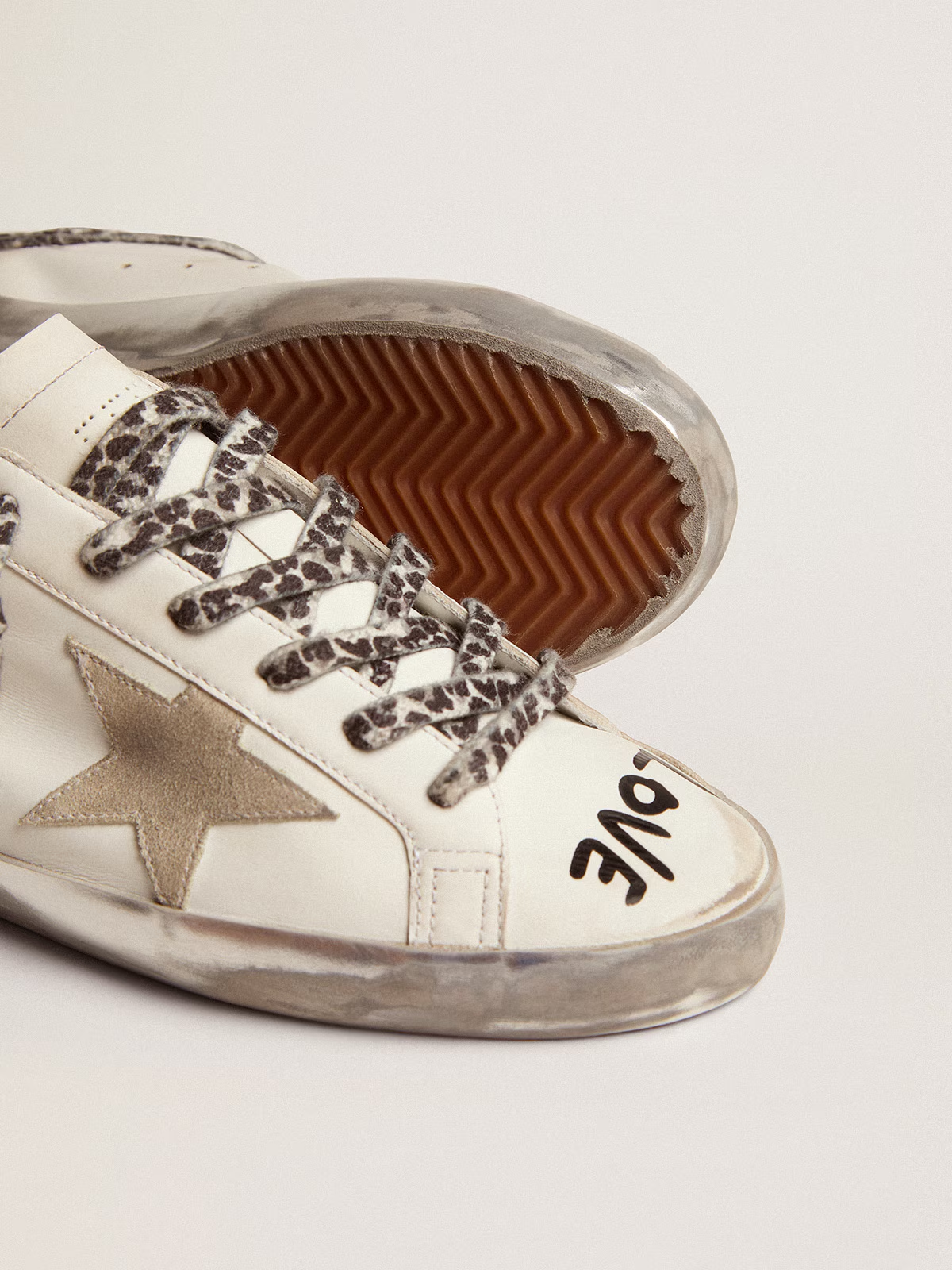 Tenis Golden Goose Super Star Leather Love Print Corduroy Heel Mujer
