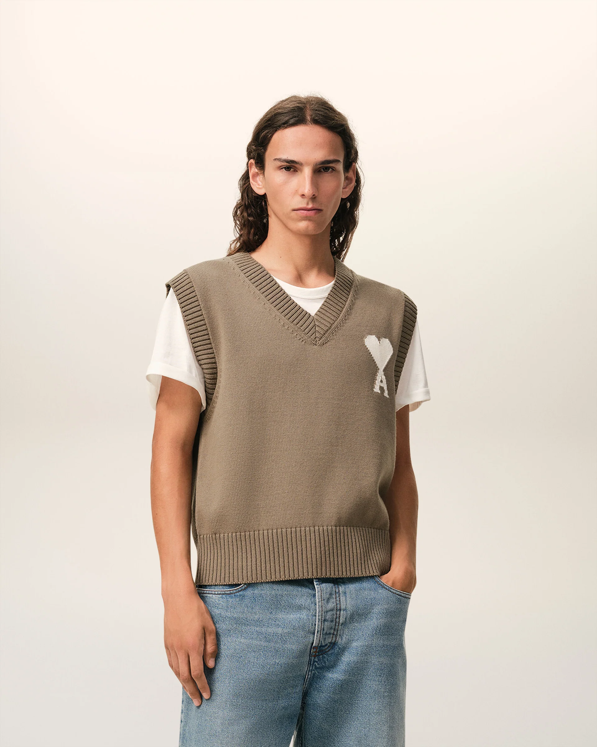 Jersey Sin Mangas Ami De Coeur De Lana Y Algodón Beige CHAQUETAS Malva CO
