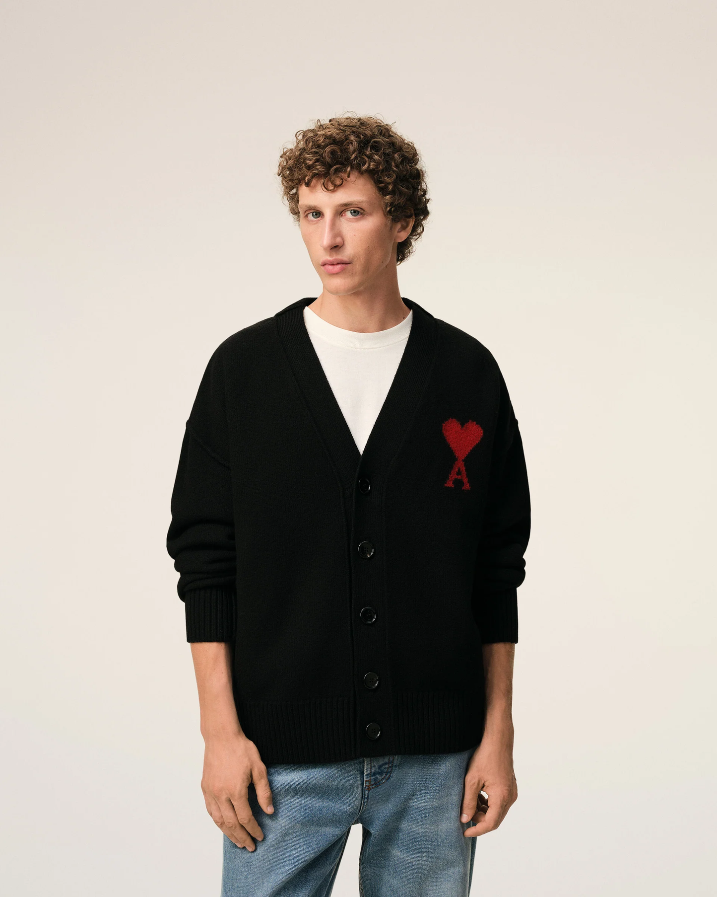Cárdigan De Lana Negra Con Detalles Contrastantes De Ami De Coeur Unisex