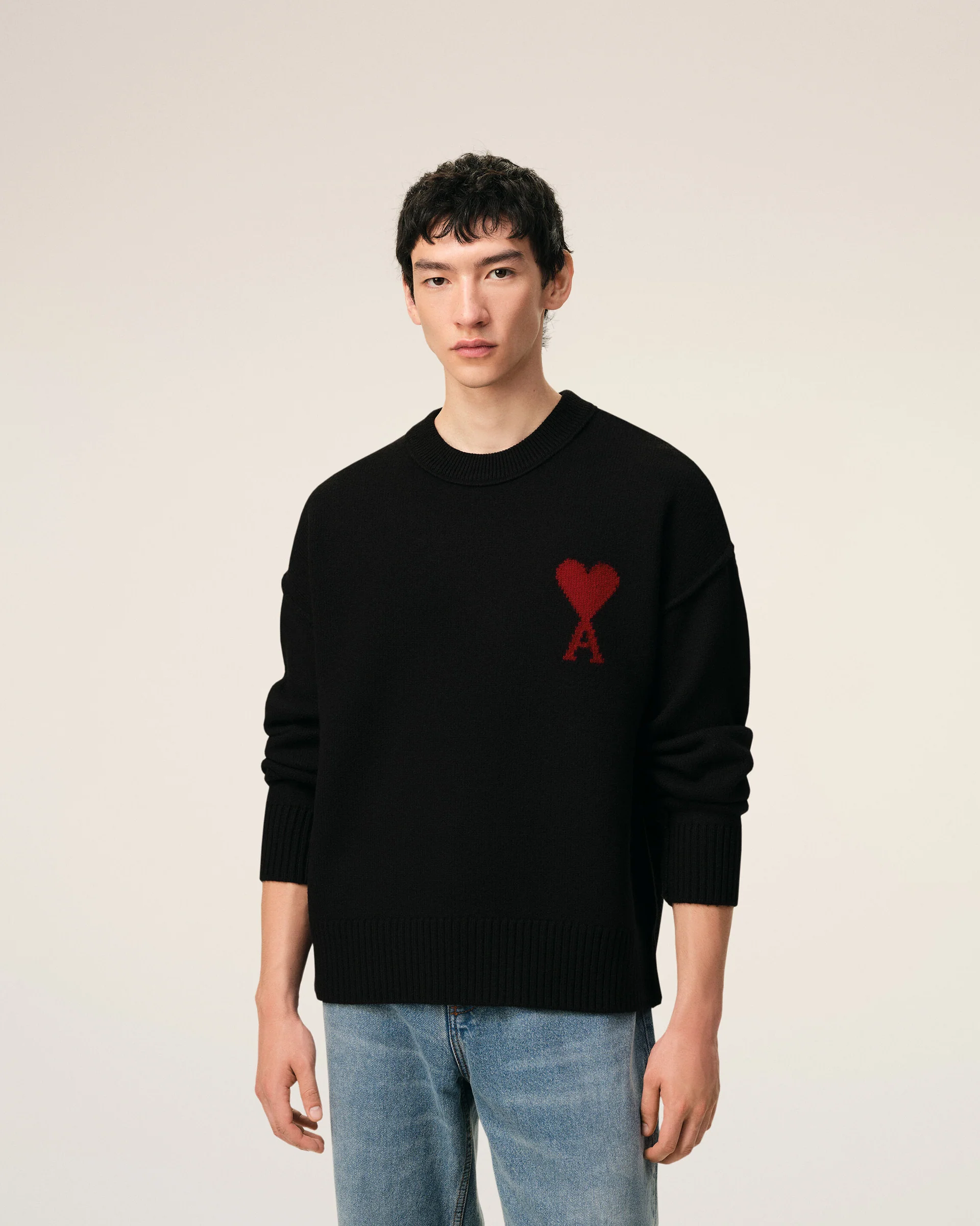 Jersey De Cuello Redondo De Lana Negra Ami De Coeur CHAQUETAS Malva CO