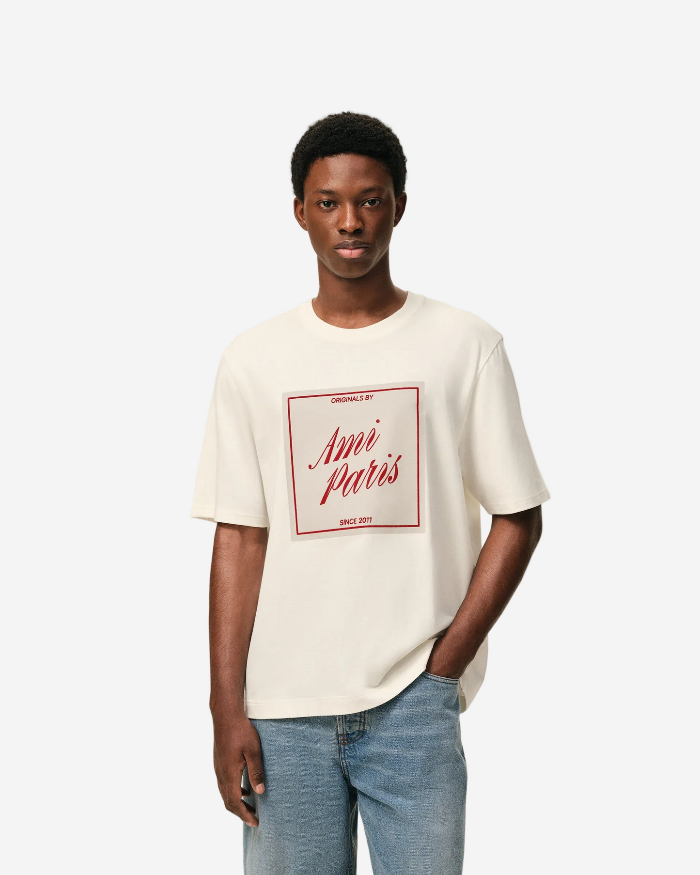 T-Shirt De Algodón Con Estampado Ami Paris Heritage Unisex